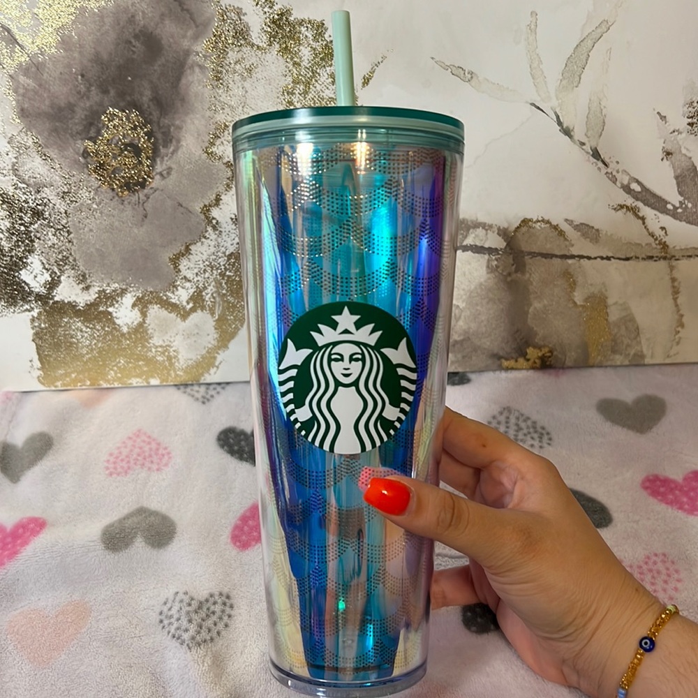 Starbucks Mermaid Iridescent Siren Scales Reusable Venti 24 Oz Cold Cup